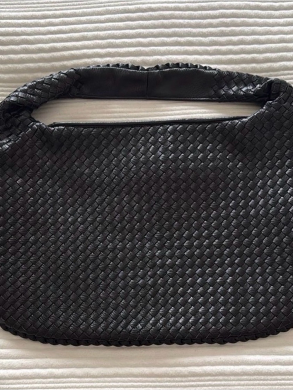 Bottega Veneta Black Intrecciato Woven Hobo Bag